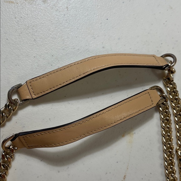 Micheal Korrs Jade Large Tri-Color Leather Crossbody Bag With Gold Tone Chain - Picture 15 of 15